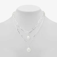 Worthington Silver Tone Simulated Pearl Womens 21 Inch Strand Necklace