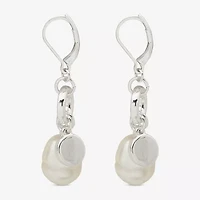 Worthington Silver Tone Simulated Pearl Womens Drop Earrings