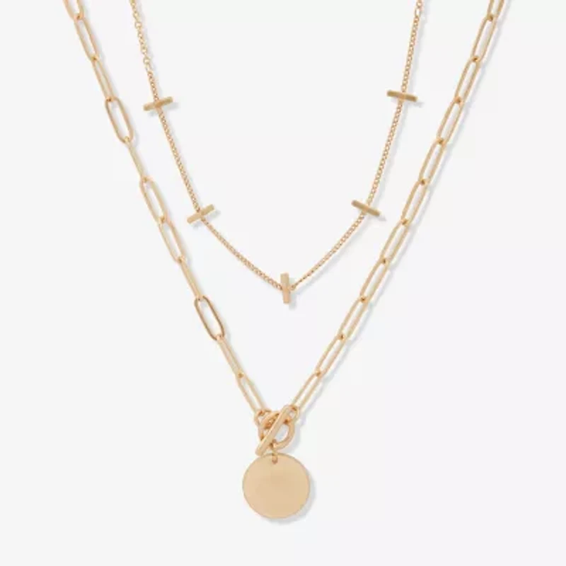 a.n.a Toggle Coin Pendant Womens 18 Inch Strand Necklace