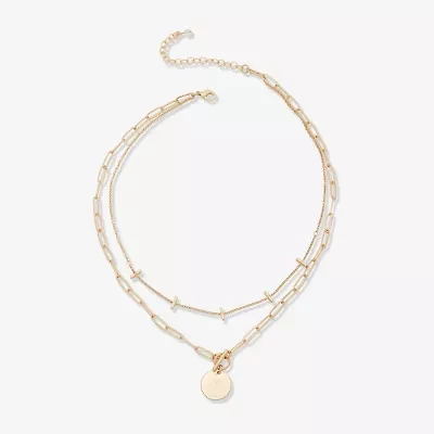 a.n.a Toggle Coin Pendant Womens 18 Inch Strand Necklace