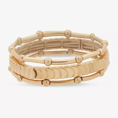 a.n.a Gold Tone Beaded Stretch Womens 3-pc. Bracelet Set