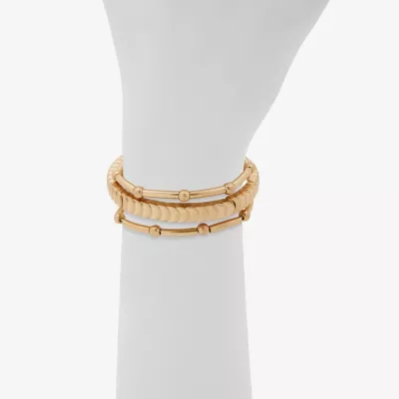 a.n.a Gold Tone Beaded Stretch Womens 3-pc. Bracelet Set