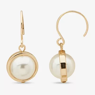 Worthington Womens Simulated Pearl Drop Earrings