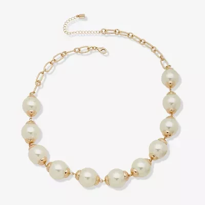 Worthington Station Womens White 32 Inch Collar Necklace