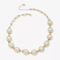 Worthington Station Womens White 32 Inch Collar Necklace