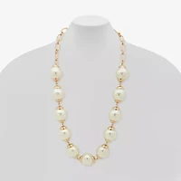 Worthington Station Womens White 32 Inch Collar Necklace