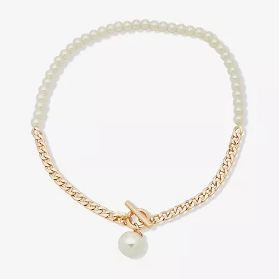 Worthington Toggle Pendant Womens White Simulated Pearl 19 Inch Pendant Necklace