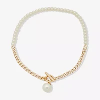 Worthington Toggle Pendant Womens White Simulated Pearl 19 Inch Pendant Necklace