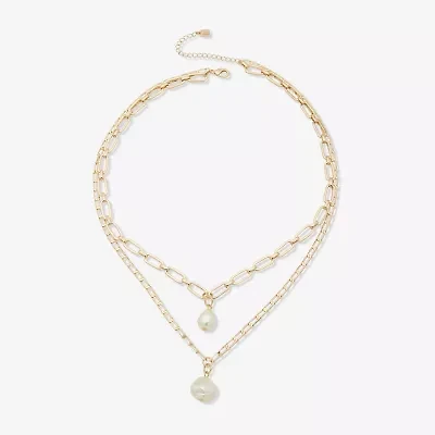 Worthington Pendant Womens White 21 Inch Strand Necklace
