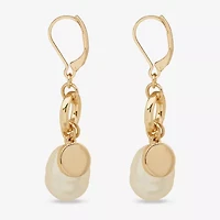 Worthington Charm Womens White Simulated Pearl Drop Earrings
