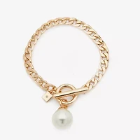 Worthington Toggle Charm Womens 8 Inch Curb Chain Bracelet