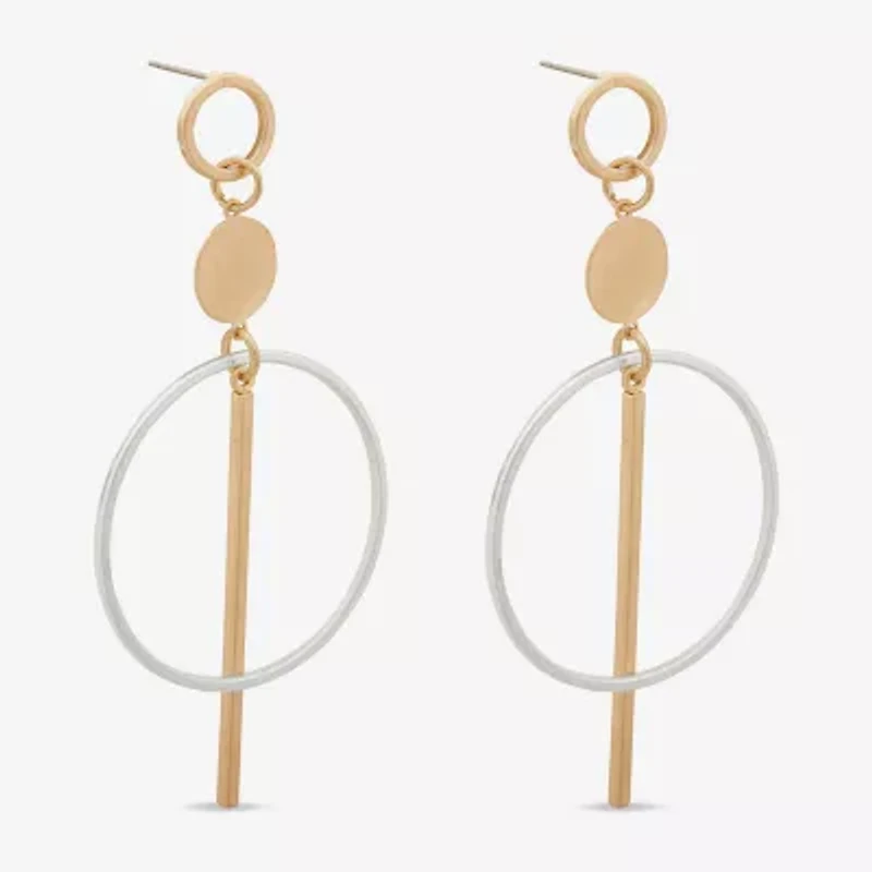a.n.a Two Tone Circle Linear 86.4mm Womens Drop Earrings