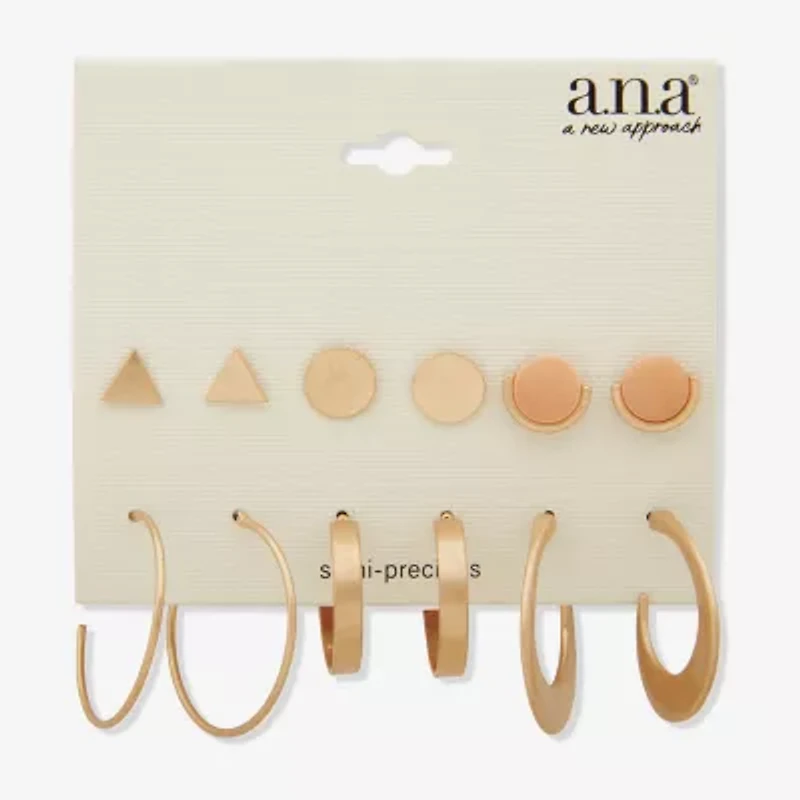 a.n.a Womens 6 Pair Earring Set