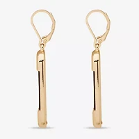 Worthington Gold Tone & Black Leather  Link Womens Paperclip Drop Earrings