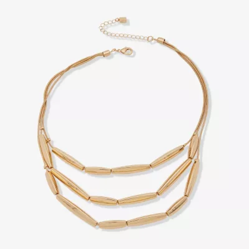 Worthington Gold Tone Womens 17 Inch Collar Necklace