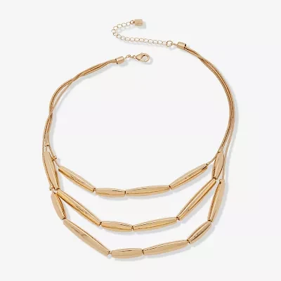 Worthington Gold Tone Womens 17 Inch Collar Necklace