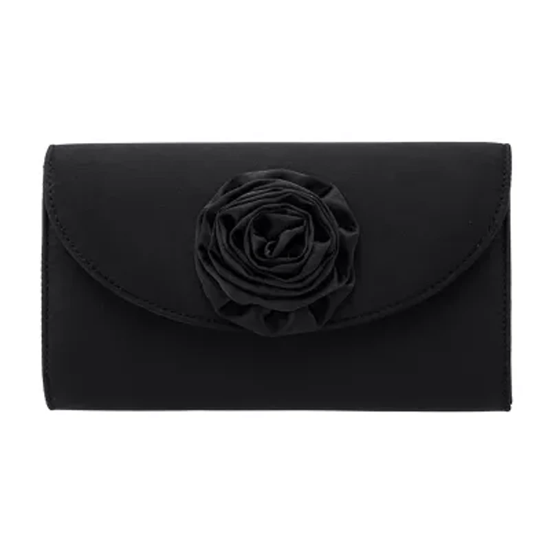 N By Nina Frily Rosette Emebellished Flap Clutch Evening Bag