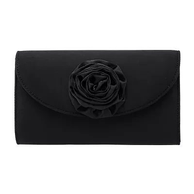 N By Nina Frily Rosette Emebellished Flap Clutch Evening Bag