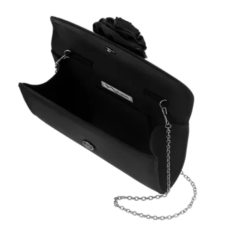 N By Nina Frily Rosette Emebellished Flap Clutch Evening Bag