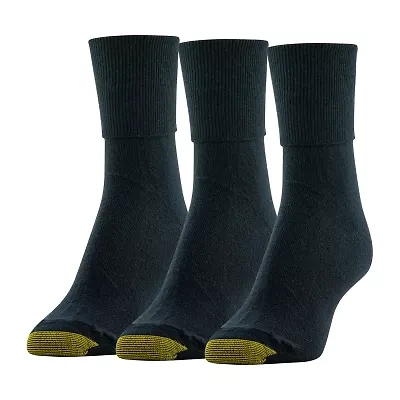 Gold Toe Casual Womens Multi-Pack 3 Pair Plus Tall Turncuff Socks