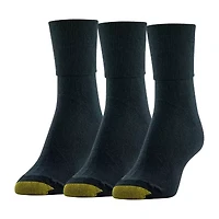 Gold Toe Casual Womens Multi-Pack 3 Pair Plus Tall Turncuff Socks