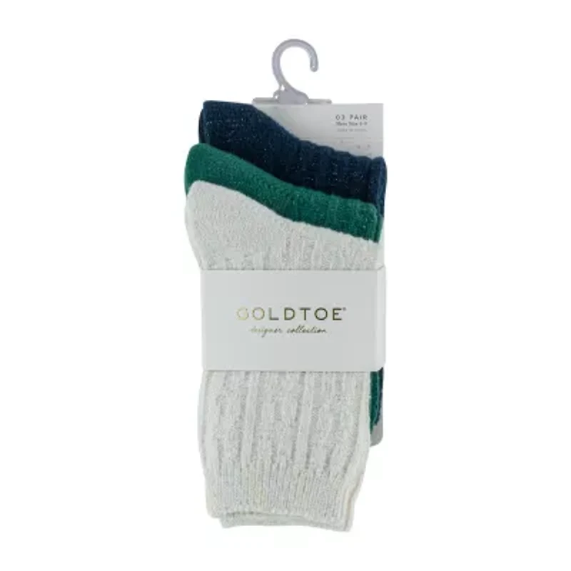 Gold Toe Sparkle Cable Womens 3 Pair Crew Socks