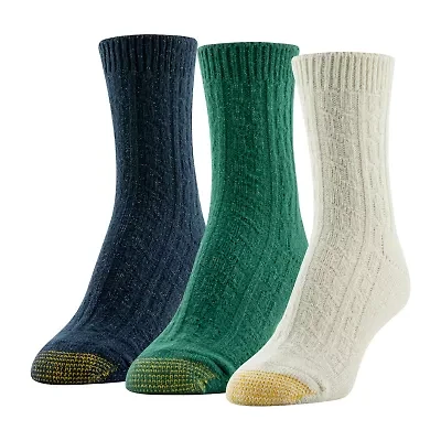 Gold Toe Sparkle Cable Womens 3 Pair Crew Socks