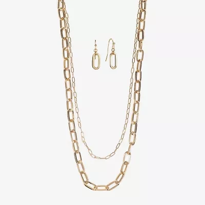 Liz Claiborne Layered Necklace And Drop Earring Womens 2-pc. Jewelry Set