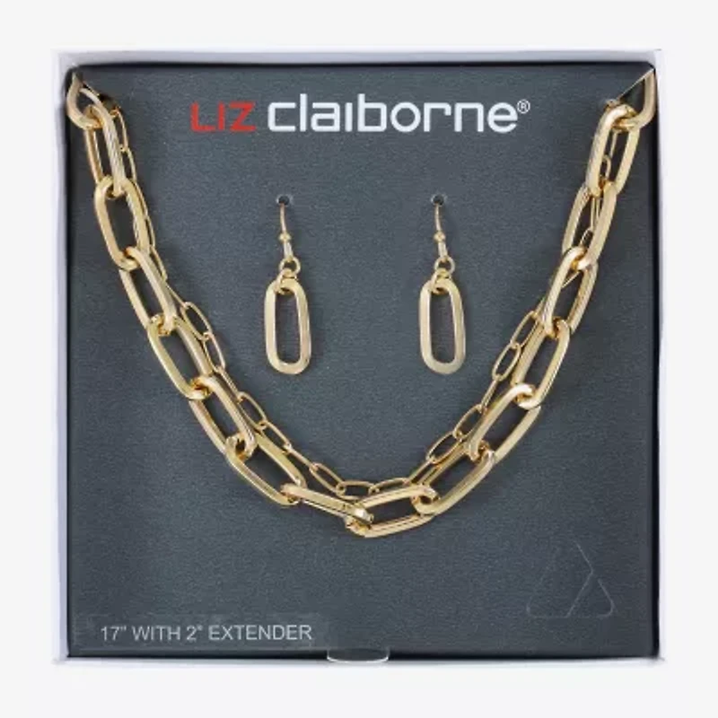 Liz Claiborne Layered Necklace And Drop Earring Womens 2-pc. Jewelry Set