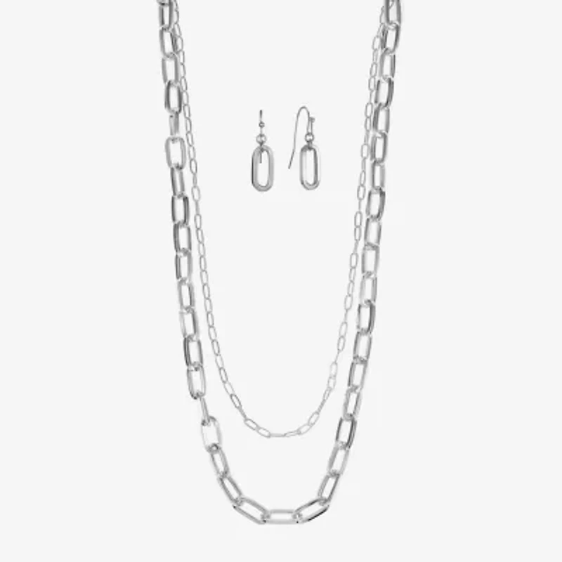 Liz Claiborne Layered Necklace And Drop Earring Womens 2-pc. Jewelry Set
