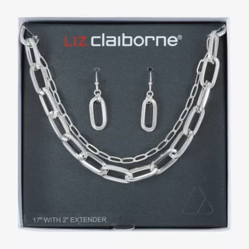 Liz Claiborne Layered Necklace And Drop Earring Womens 2-pc. Jewelry Set