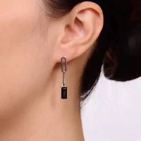 Womens Genuine Black Onyx Sterling Silver Drop Earrings