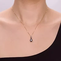 Womens Genuine Black Onyx 10K Gold Pear 18 Inch Pendant Necklace
