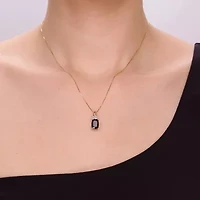 Womens Genuine Black Onyx 10K Gold Cushion 18 Inch Pendant Necklace