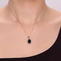 Womens Genuine Black Onyx Sterling Silver 18 Inch Pendant Necklace