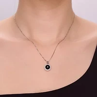 Womens Diamond Accent Genuine Black Onyx Sterling Silver 18 Inch Pendant Necklace