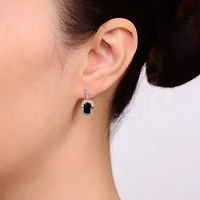 Womens Genuine Black Onyx Sterling Silver Drop Earrings