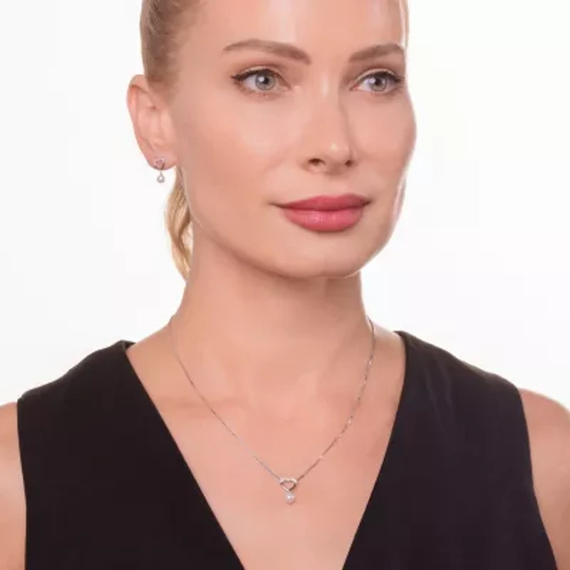 Womens White Cultured Freshwater Pearl Sterling Silver Heart 2-pc. Jewelry Set