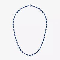 Womens Blue Sapphire Sterling Silver 18 Inch Tennis Necklace