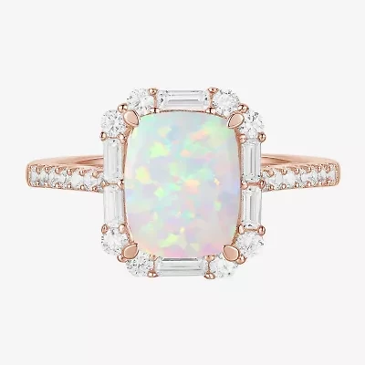 Womens Gemstone Sterling Silver Halo Side Stone Cocktail Ring