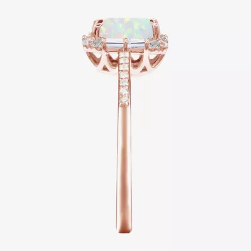 Womens Gemstone Sterling Silver Halo Side Stone Cocktail Ring