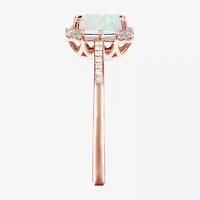 Womens Gemstone Sterling Silver Halo Side Stone Cocktail Ring