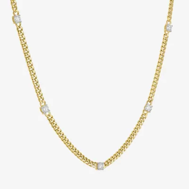 Diamond Addiction (G-H / Si2-I1) Womens 10K Gold 18 Inch Cuban Chain Necklace