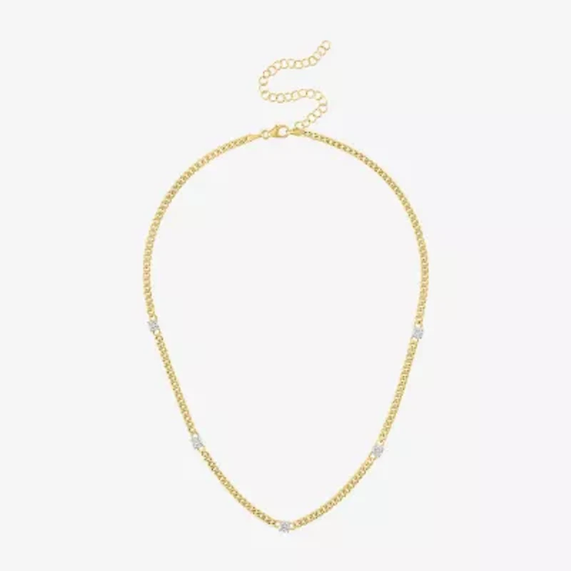 Diamond Addiction (G-H / Si2-I1) Womens 10K Gold 18 Inch Cuban Chain Necklace