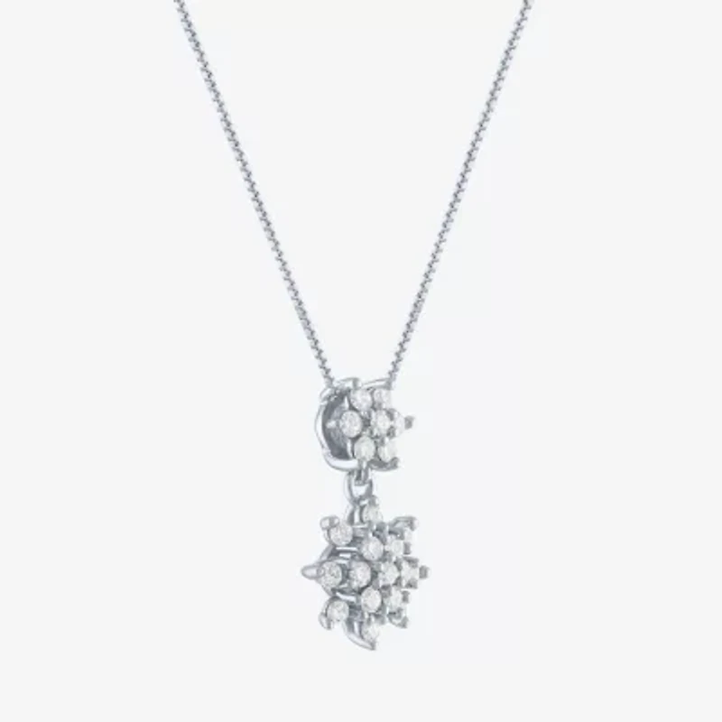 Diamond Blossom (G-H / Si2-I1) Womens 1/3 CT. T.W. Lab Grown White Diamond 10K White Gold Snowflake 18 Inch Pendant Necklace