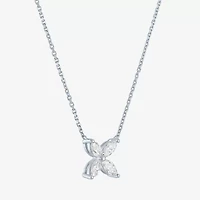 Diamond Addiction (G-H / Si2-I1) Womens 1/3 CT. T.W. Lab Grown White Diamond 10K White Gold Flower 16 Inch Pendant Necklace