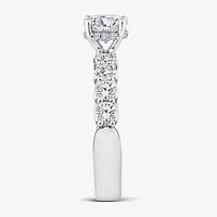 Signature By Modern Bride (G / Si1-Si2) Womens 2 CT. T.W. Lab Grown White Diamond 10K or Yellow Gold Round Side Stone Engagement Ring
