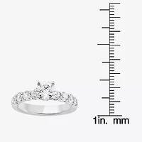 Signature By Modern Bride (G / Si1-Si2) Womens 2 CT. T.W. Lab Grown White Diamond 10K or Yellow Gold Round Side Stone Engagement Ring