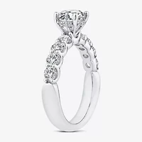 Signature By Modern Bride (G / Si1-Si2) Womens 2 CT. T.W. Lab Grown White Diamond 10K or Yellow Gold Round Side Stone Engagement Ring