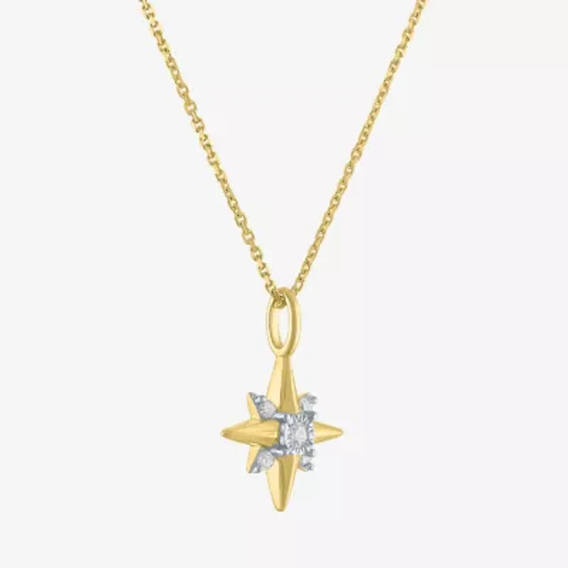 Diamond Addiction North Star (I-J / Si2-I1) Womens 1/10 CT. T.W. Lab Grown White Diamond 14K Gold Over Silver Star 18 Inch Pendant Necklace